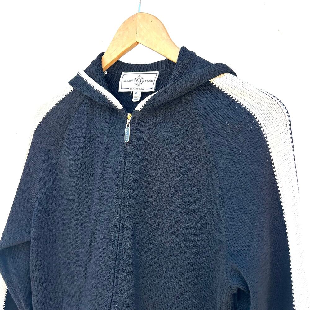 Vintage St. John Sport Track Suit Set Hoodie Santana Knit Wide Leg Stripe Small - Picture 6 of 16